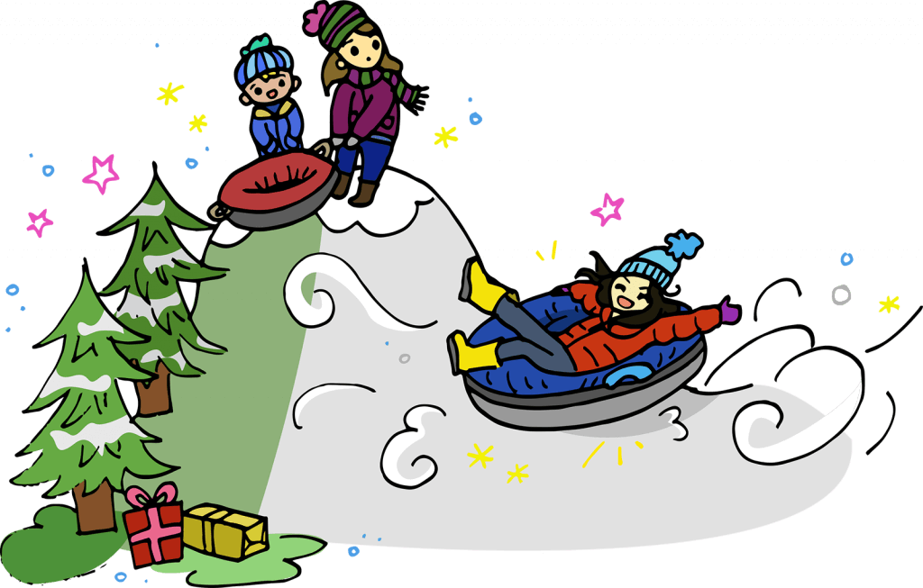 Snow Tubing Illustration